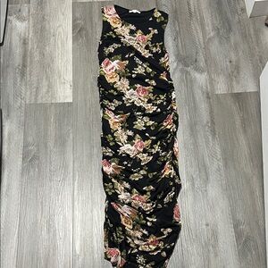 Riley  + Jeans Floral Sleeveless form fitting Maxi Dress/ high neck / size M